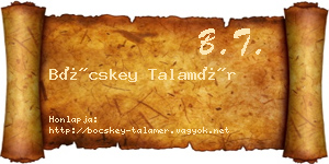 Böcskey Talamér névjegykártya